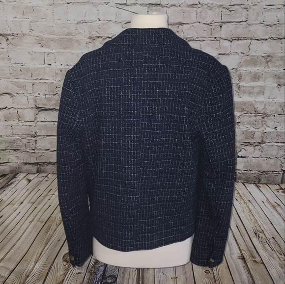 Anthropologie Cartonnier Blazer Size US 12 Blue/White - Picture 5 of 11